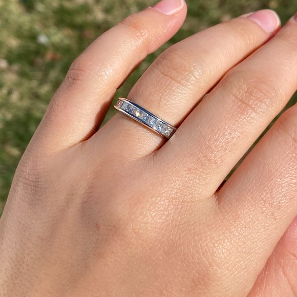 Designer Signed Platinum and Natural Diamond Channel Set Band - Picture 6 of 8